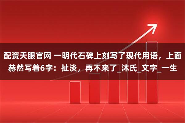 配资天眼官网 一明代石碑上刻写了现代用语，上面赫然写着6字：扯淡，再不来了_沐氏_文字_一生