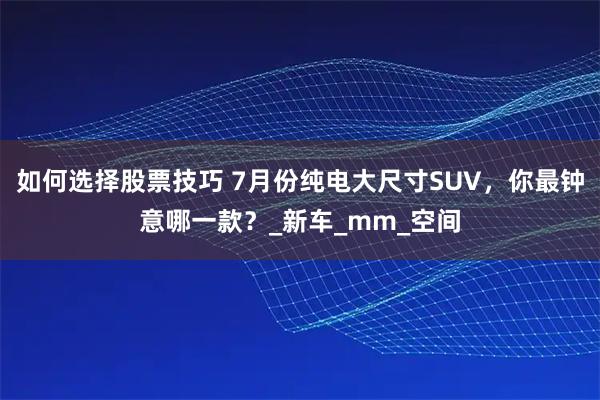 如何选择股票技巧 7月份纯电大尺寸SUV，你最钟意哪一款？_新车_mm_空间